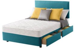 Layezee Calm Micro Quilt Double 4 Drawer Teal Divan Bed